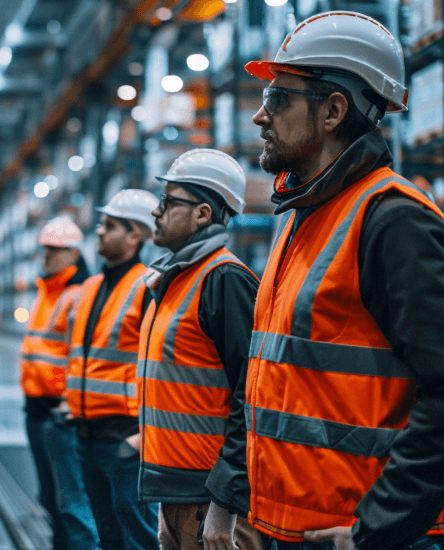 Employees working on a project in the fabric